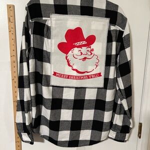 Women’s Upcycled Flannel Christmas Plaid Shirt